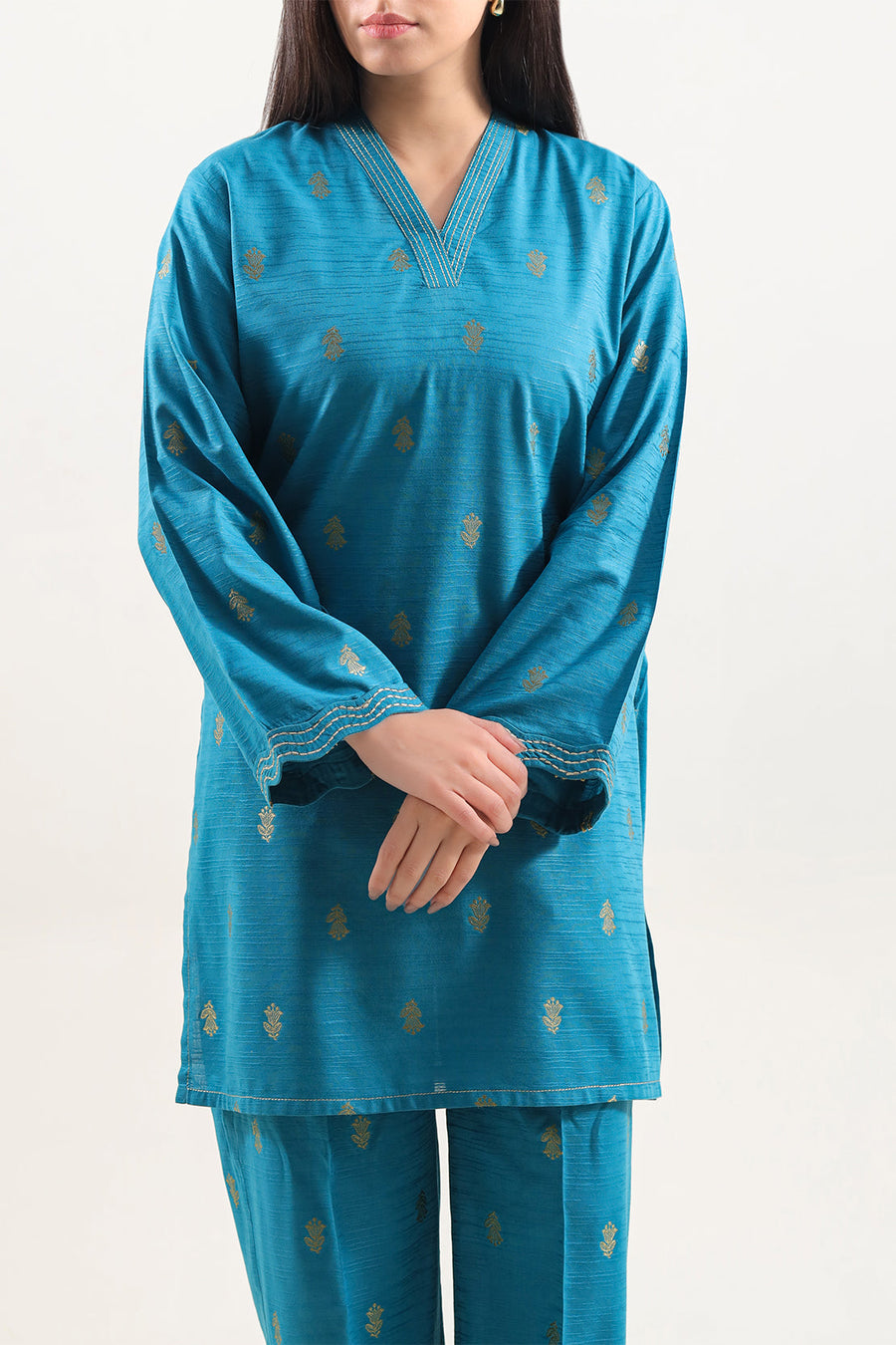 Cotton Jacquard Stitched 2 Piece (Shirt/Trouser) - Pehnaawaa