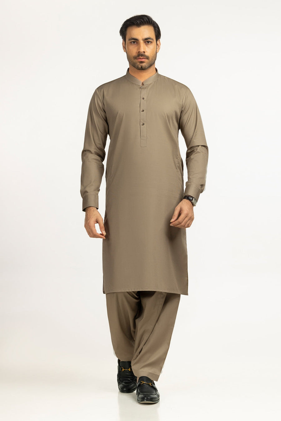 Off-White Cotton 2-Piece Kurta Set | Mandarin Collar