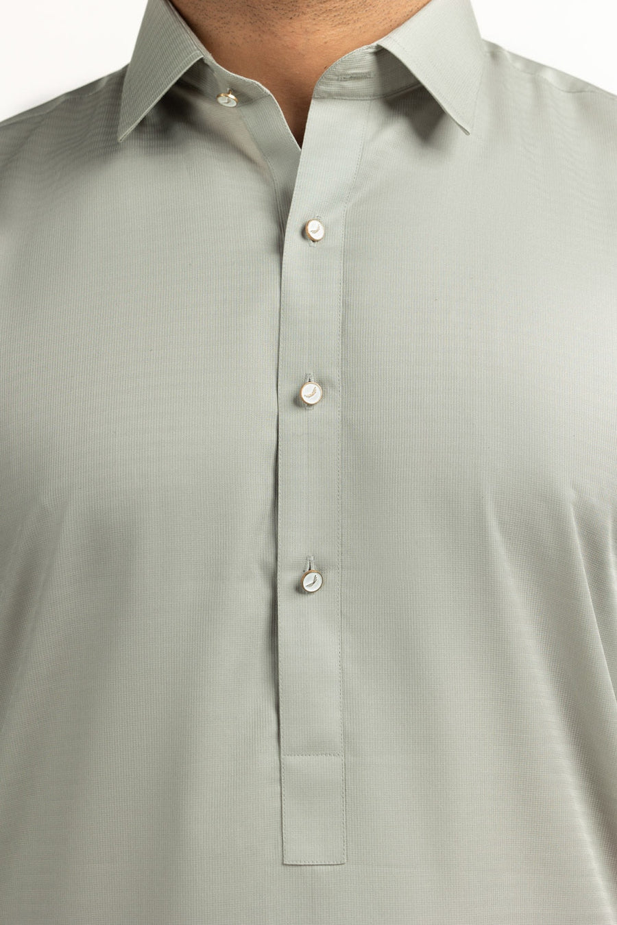 Off-White Cotton 2-Piece Kurta Set | Mandarin Collar