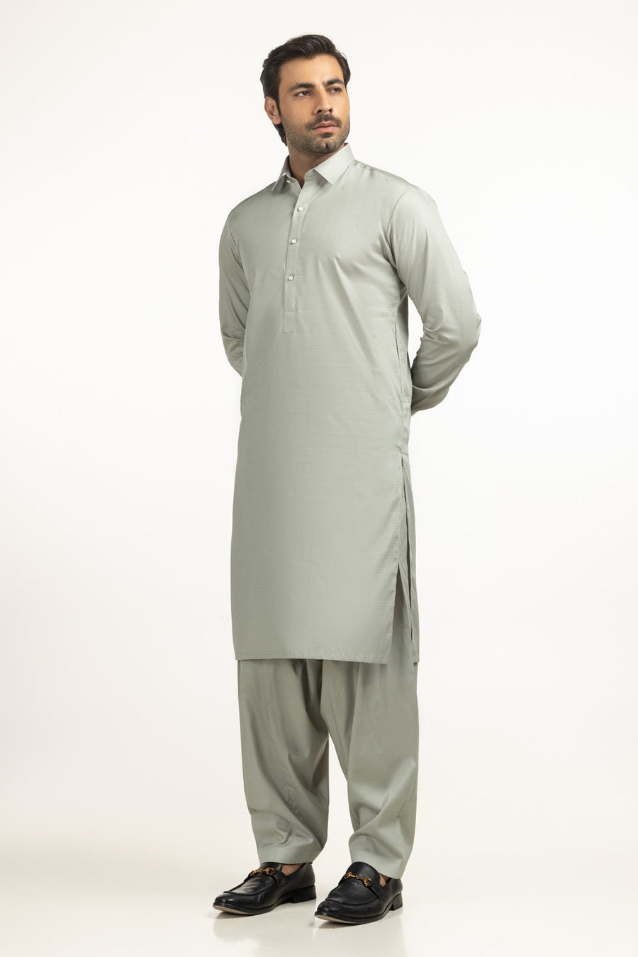 Off-White Cotton 2-Piece Kurta Set | Mandarin Collar