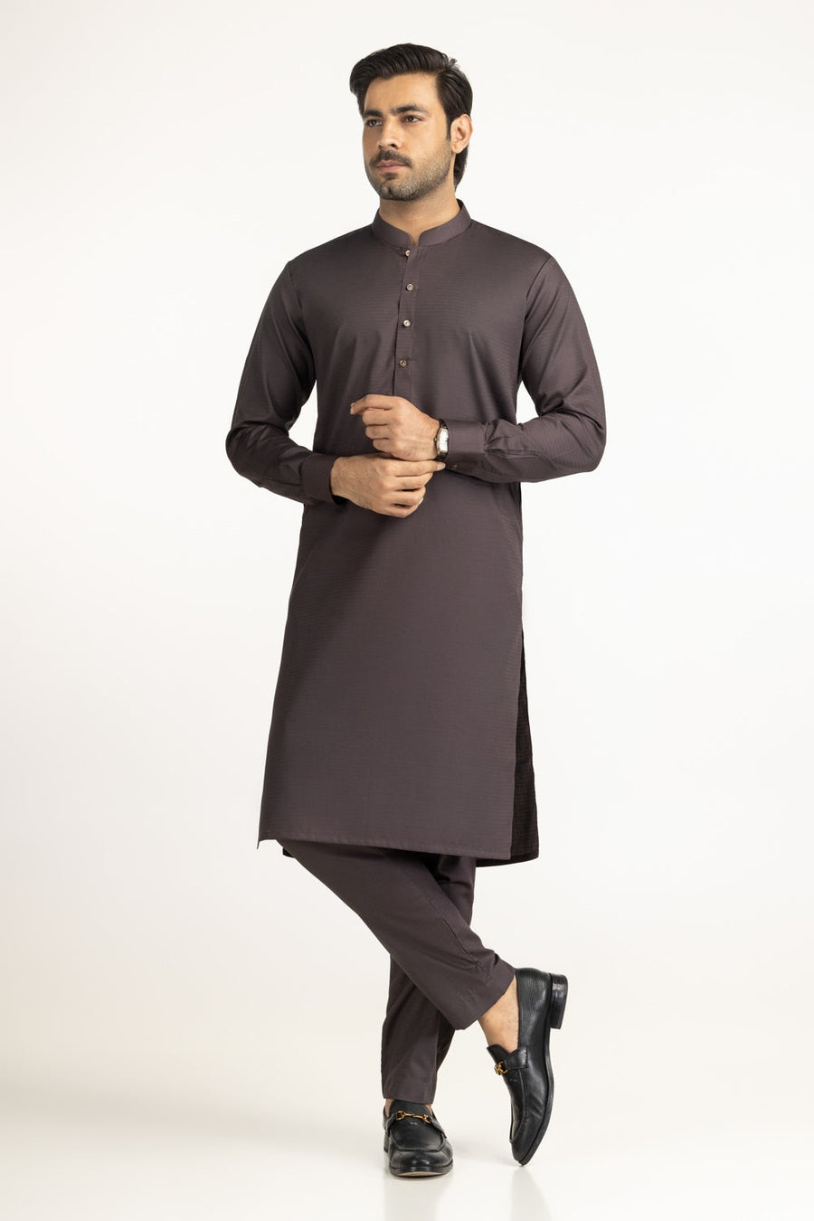 Off-White Cotton 2-Piece Kurta Set | Mandarin Collar