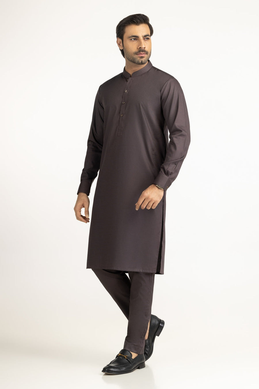 Off-White Cotton 2-Piece Kurta Set | Mandarin Collar