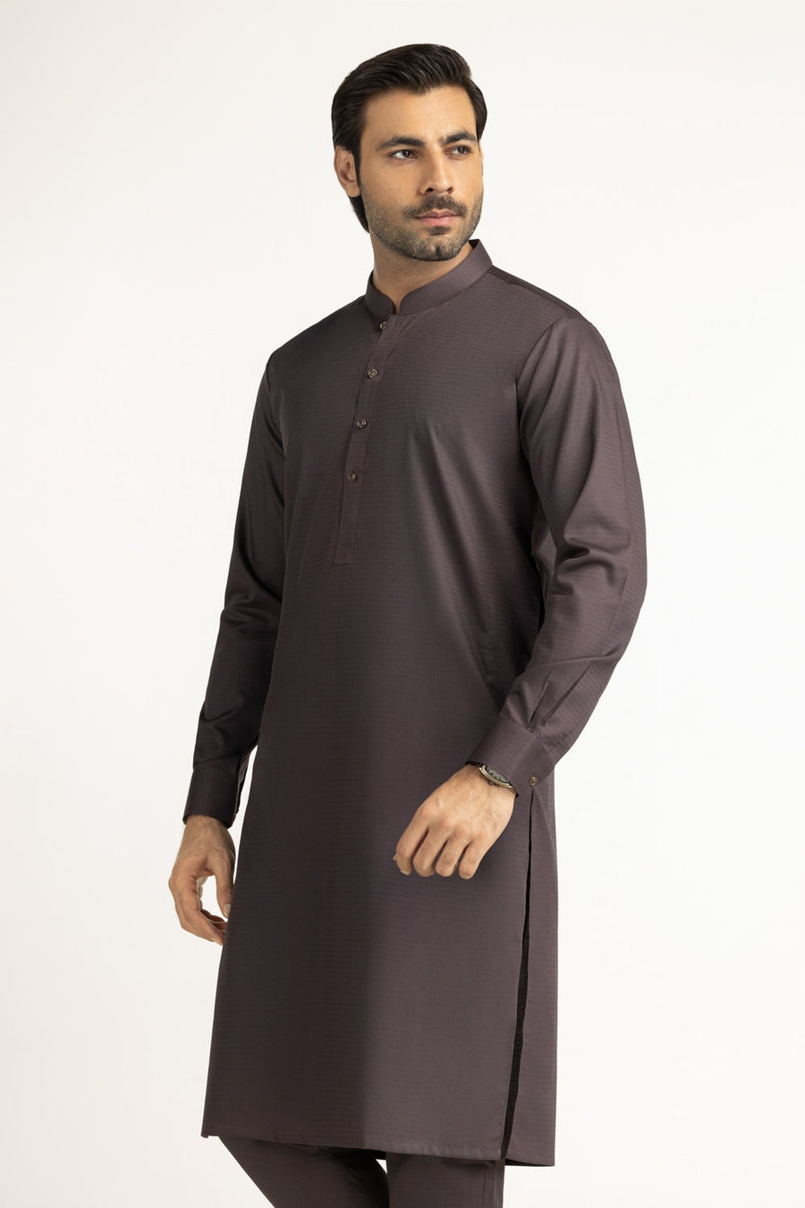 Off-White Cotton 2-Piece Kurta Set | Mandarin Collar