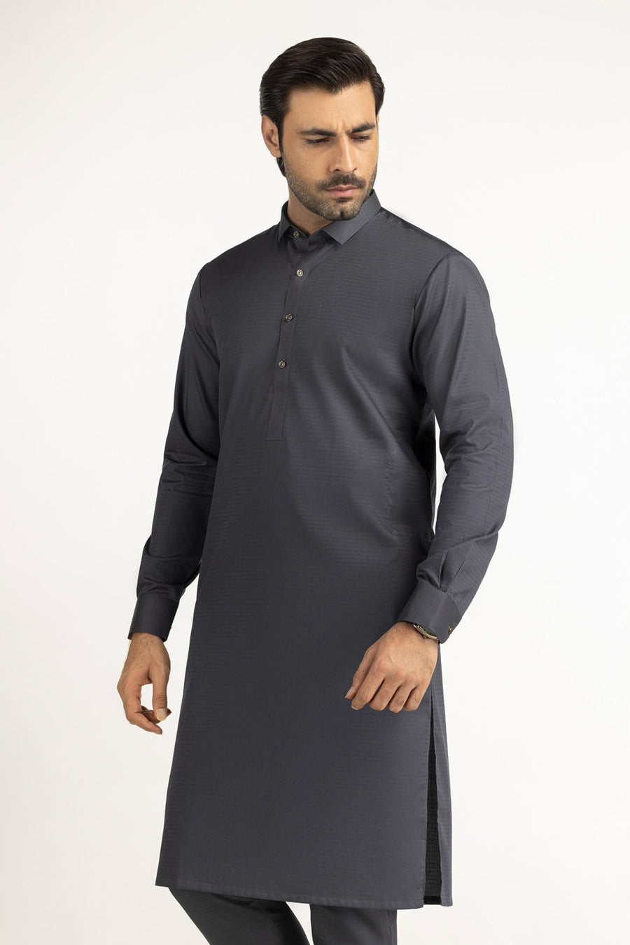 Off-White Cotton 2-Piece Kurta Set | Mandarin Collar