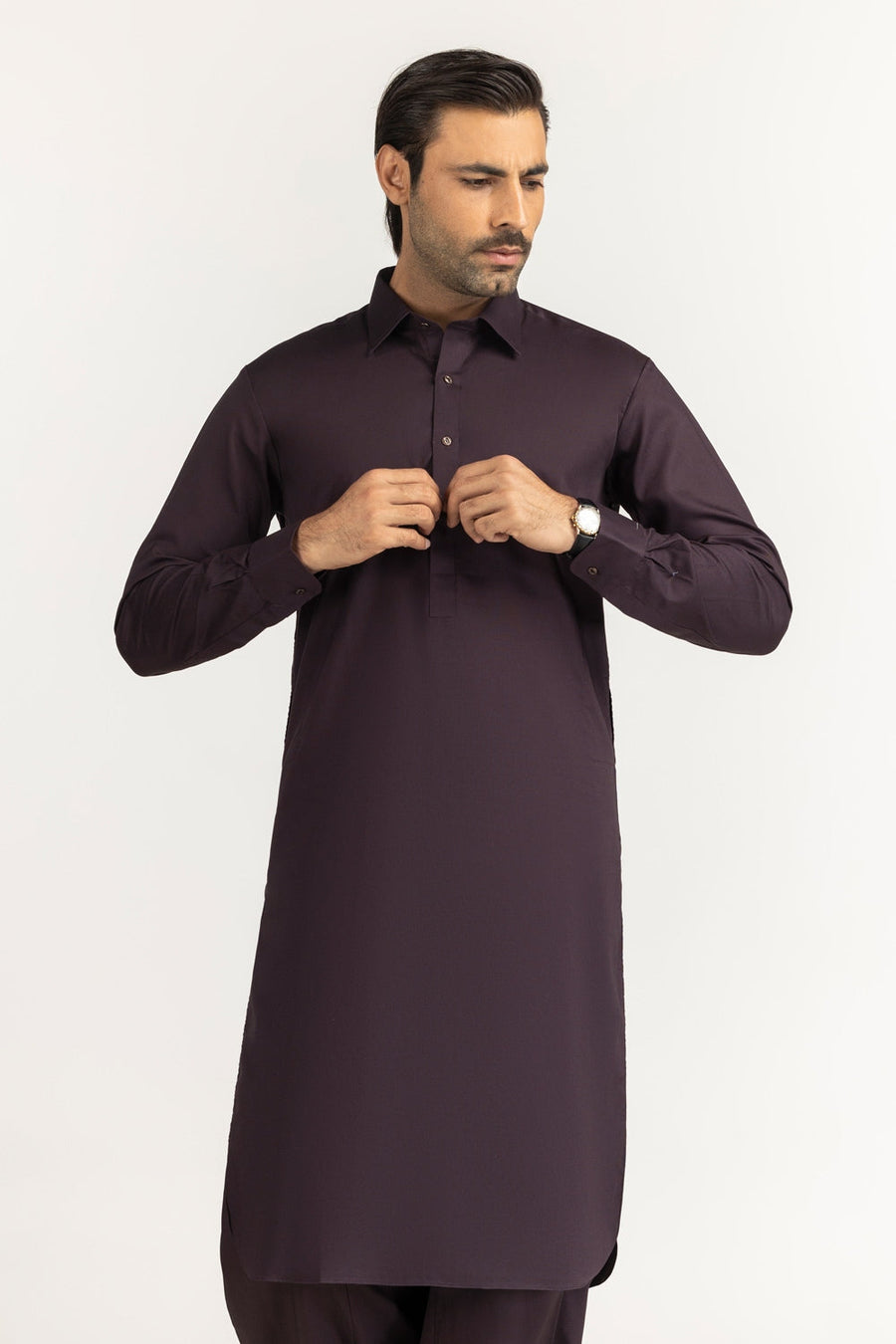 Off-White Cotton 2-Piece Men's Kurta | Button-Front Placket