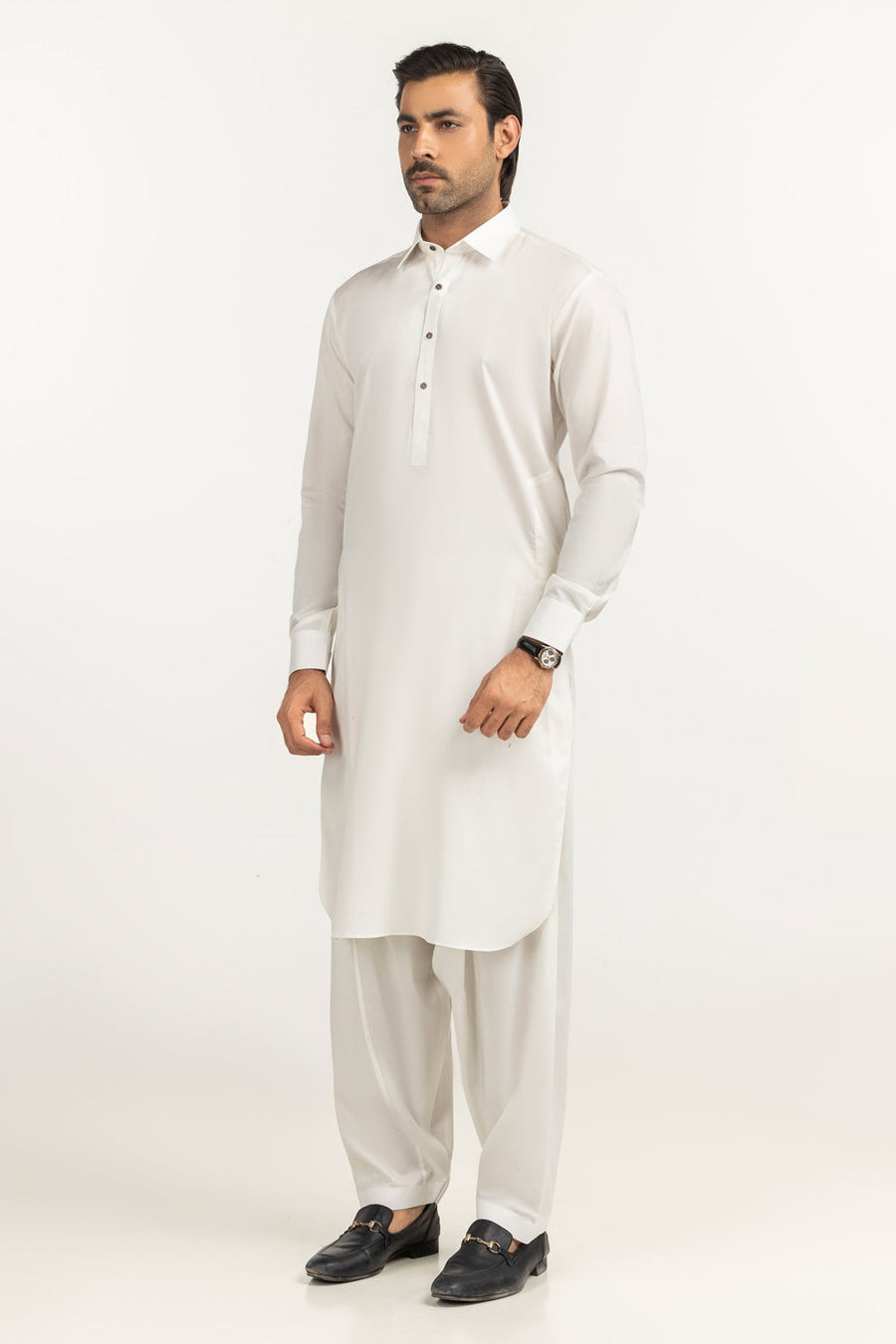 Off-White Cotton 2-Piece Men's Kurta | Button-Front Placket