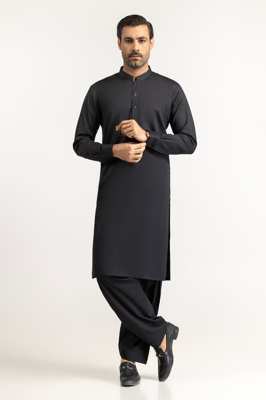 Off-White Cotton 2-Piece Men's Kurta | Button-Front Placket