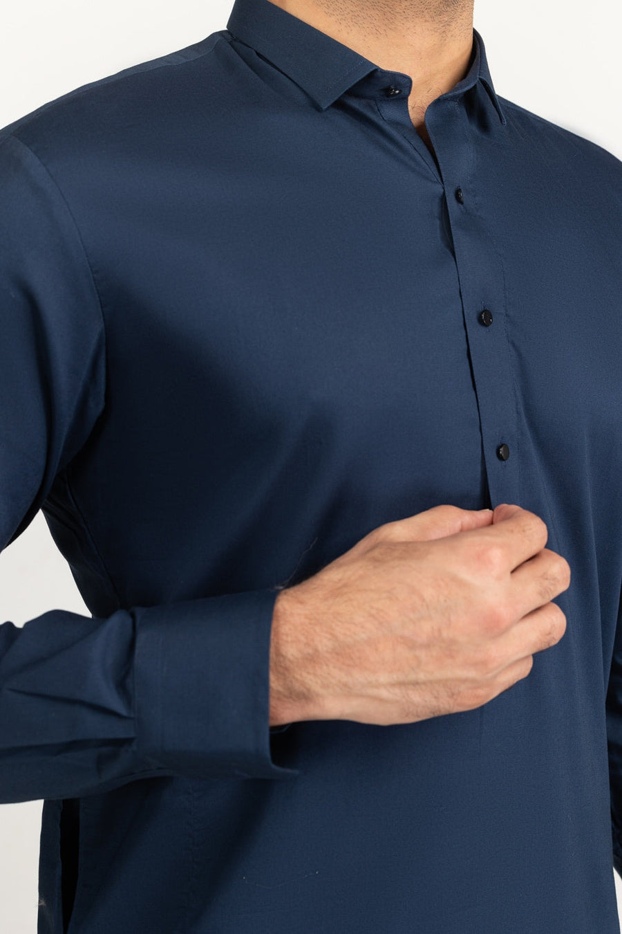 Off-White Cotton 2-Piece Men's Kurta | Button-Front Placket