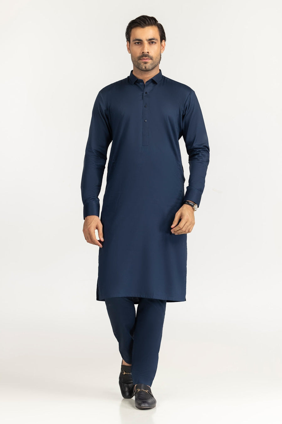 Off-White Cotton 2-Piece Men's Kurta | Button-Front Placket