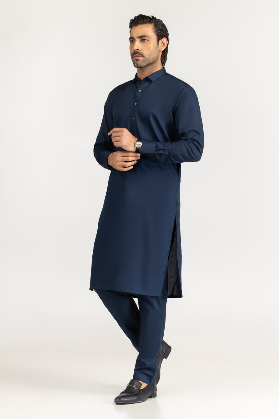 Off-White Cotton 2-Piece Men's Kurta | Button-Front Placket