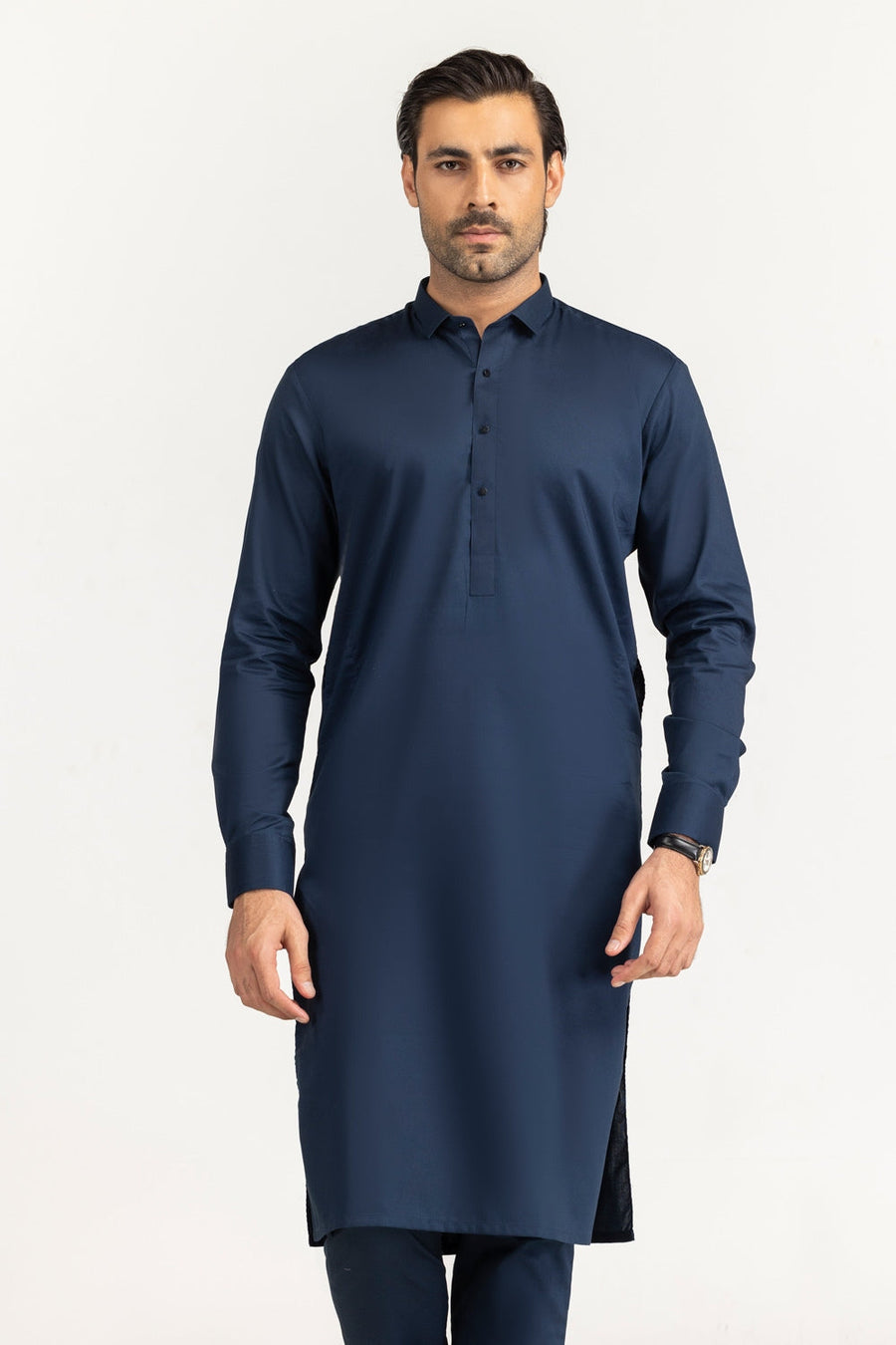Off-White Cotton 2-Piece Men's Kurta | Button-Front Placket