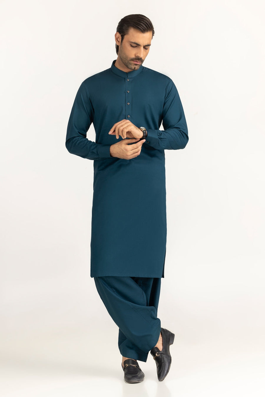 Off-White Cotton 2-Piece Men's Kurta | Button-Front Placket