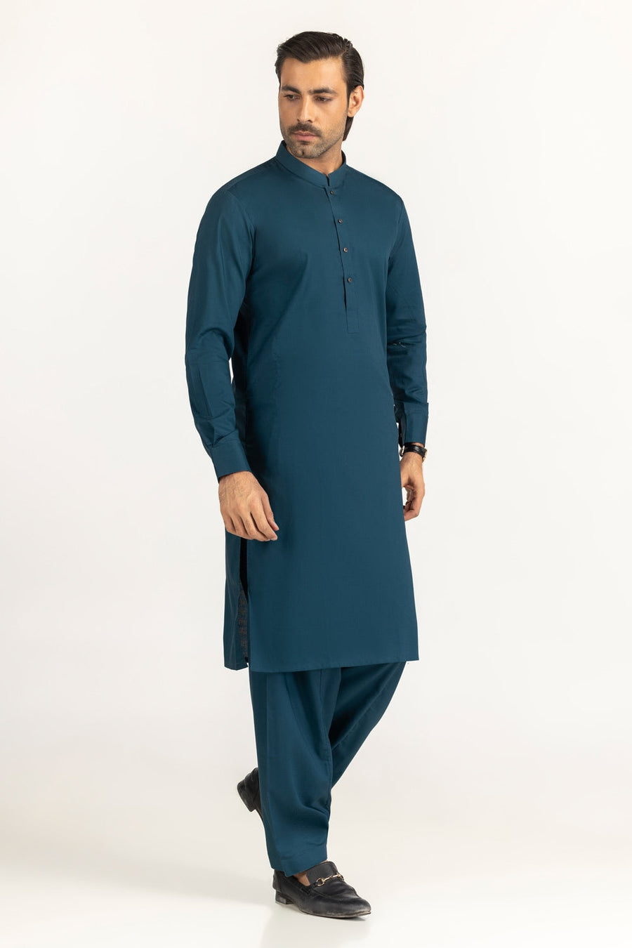 Off-White Cotton 2-Piece Men's Kurta | Button-Front Placket