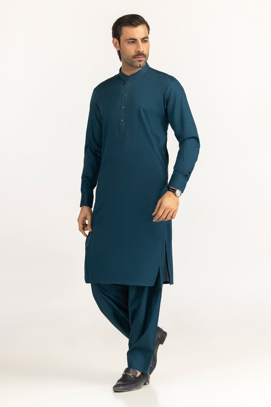 Off-White Cotton 2-Piece Men's Kurta | Button-Front Placket