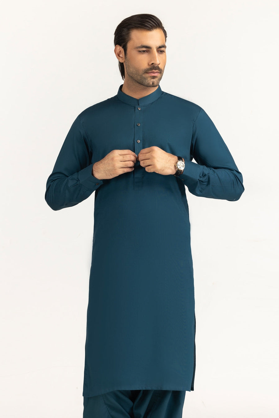Off-White Cotton 2-Piece Men's Kurta | Button-Front Placket