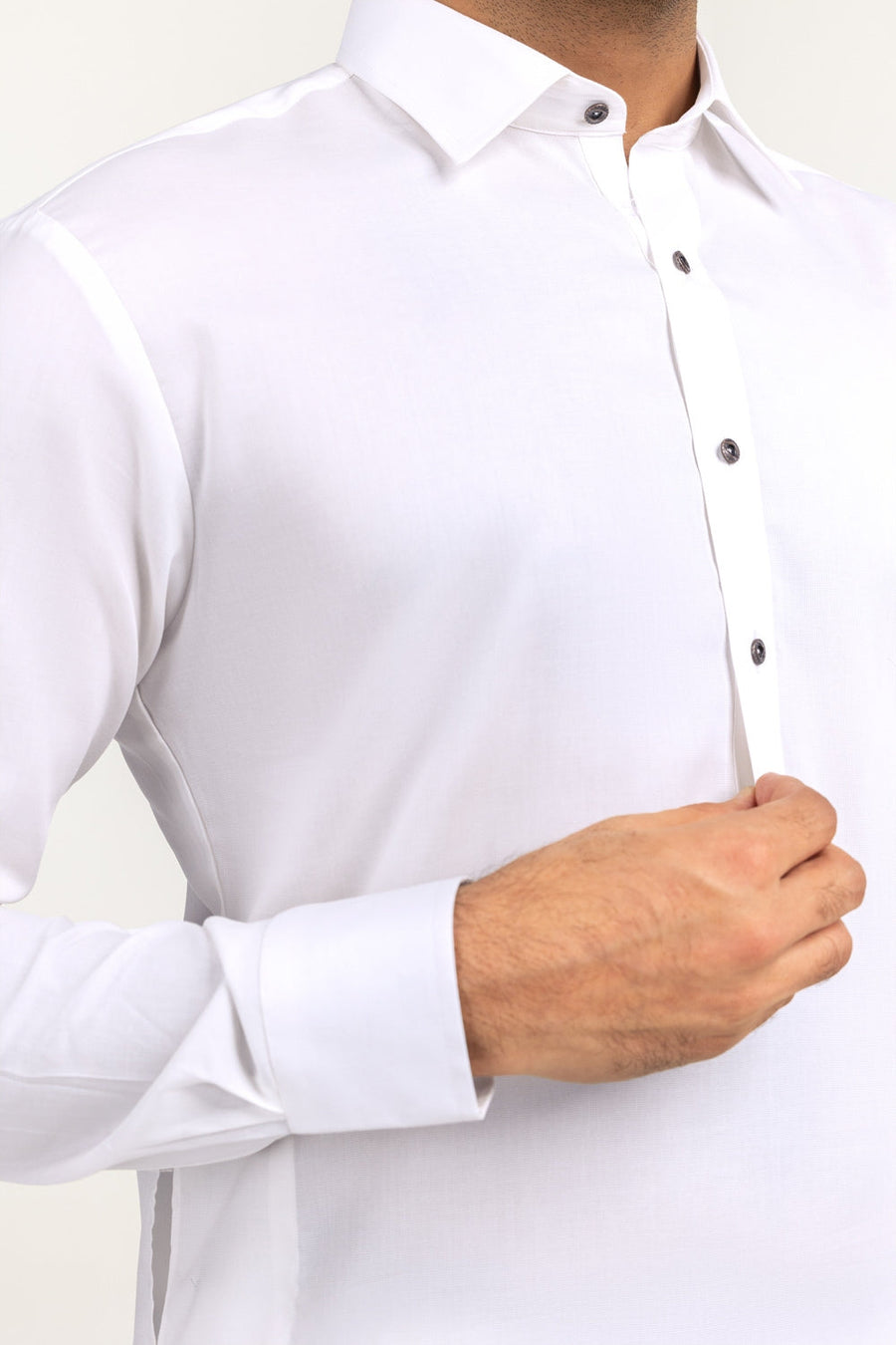 Off-White Cotton 2-Piece Men's Kurta | Button-Front Placket