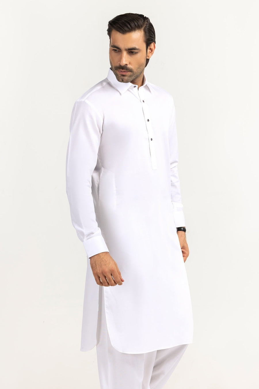 Off-White Cotton 2-Piece Men's Kurta | Button-Front Placket