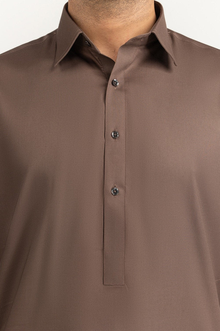 Off-White Cotton 2-Piece Men's Kurta | Half-Button Collar