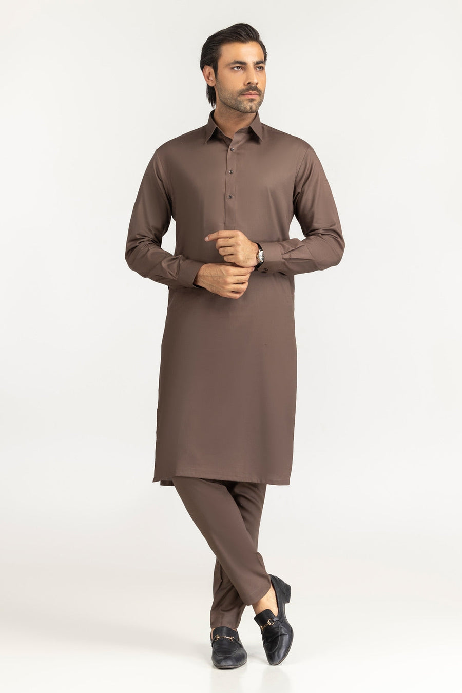 Off-White Cotton 2-Piece Men's Kurta | Half-Button Collar