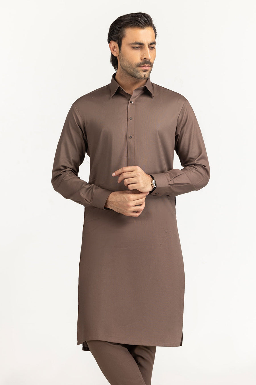 Off-White Cotton 2-Piece Men's Kurta | Half-Button Collar