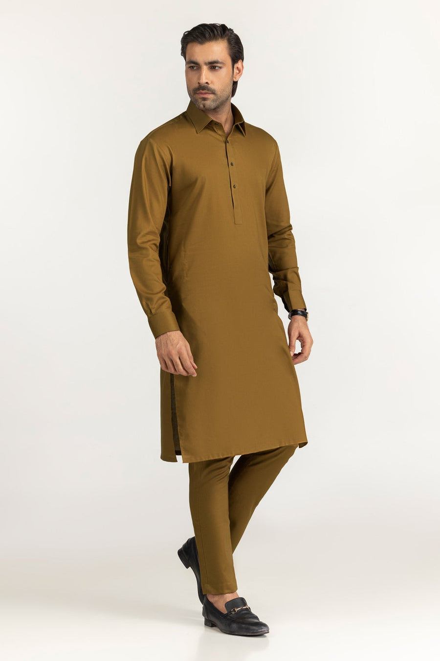 Off-White Cotton 2-Piece Men's Kurta | Half-Button Collar