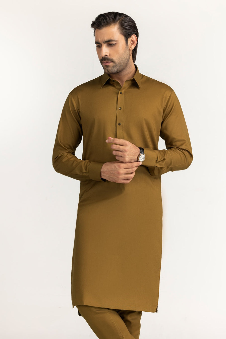 Off-White Cotton 2-Piece Men's Kurta | Half-Button Collar