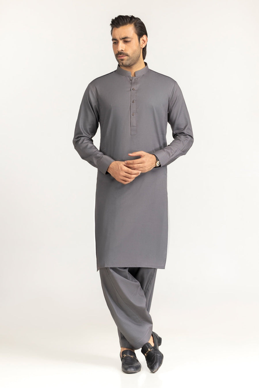 Off-White Cotton 2-Piece Men's Kurta | Half-Button Collar