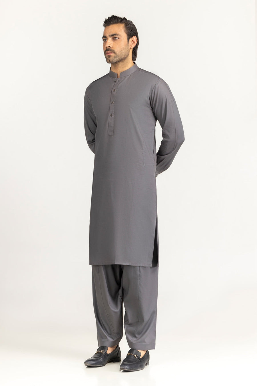 Off-White Cotton 2-Piece Men's Kurta | Half-Button Collar