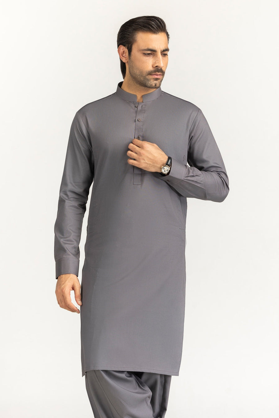 Off-White Cotton 2-Piece Men's Kurta | Half-Button Collar