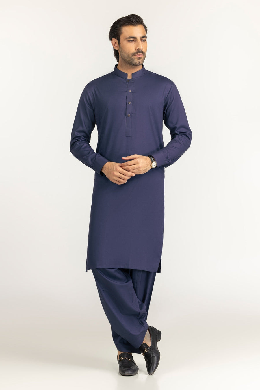 Off-White Cotton 2-Piece Men's Kurta | Half-Button Collar