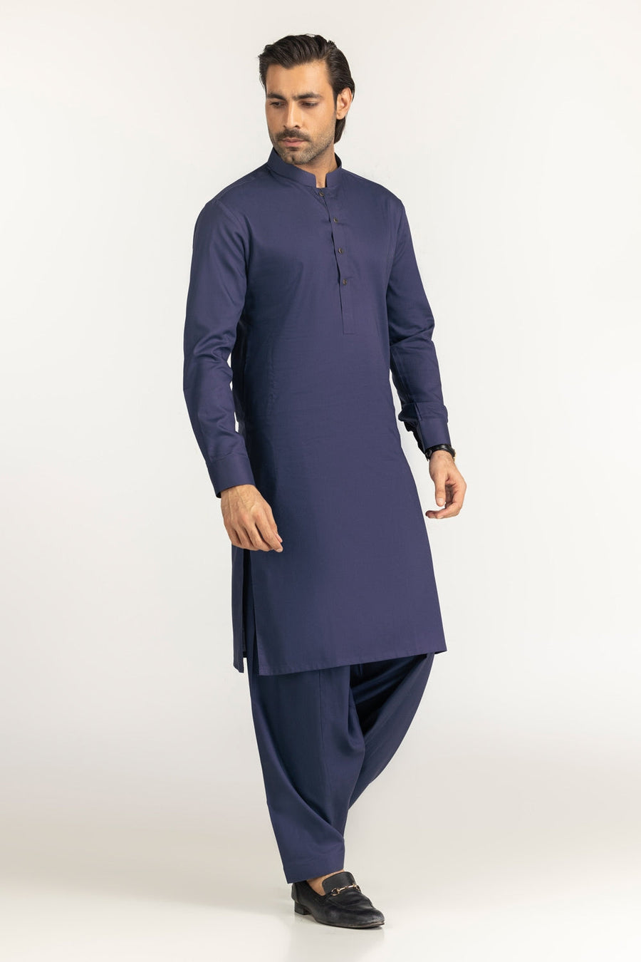 Off-White Cotton 2-Piece Men's Kurta | Half-Button Collar