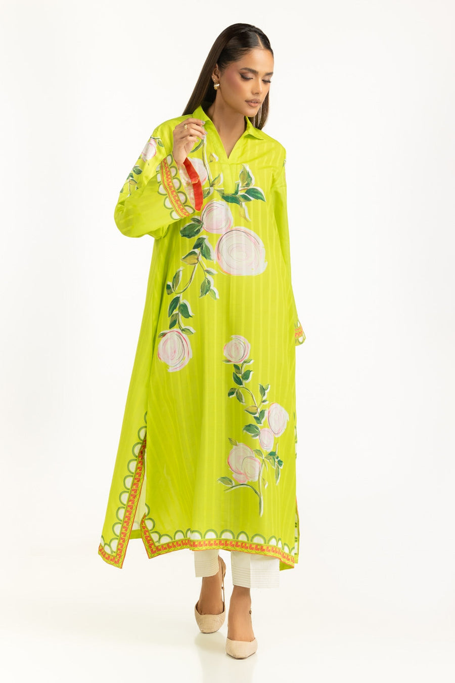 Textured Dobby Printed Kaftan - Pehnaawaa
