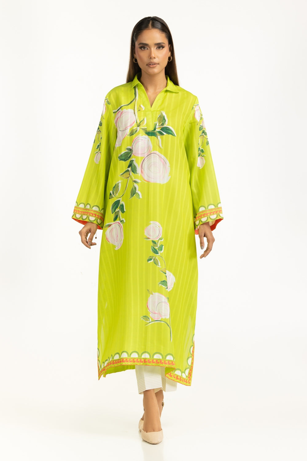 Textured Dobby Printed Kaftan
