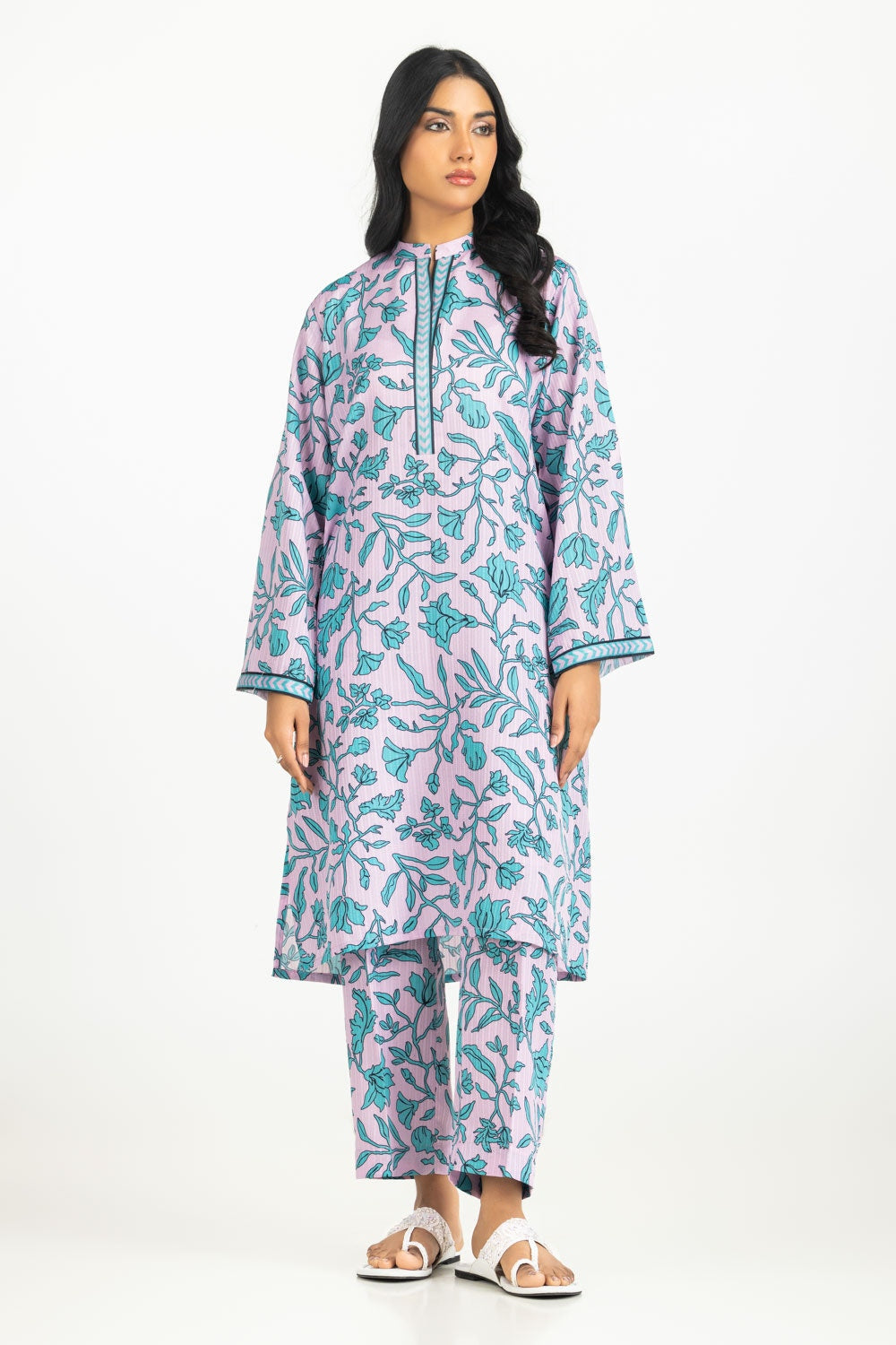 Tea Pink Cotton 2-Piece Salwar Kameez | Botanical Print