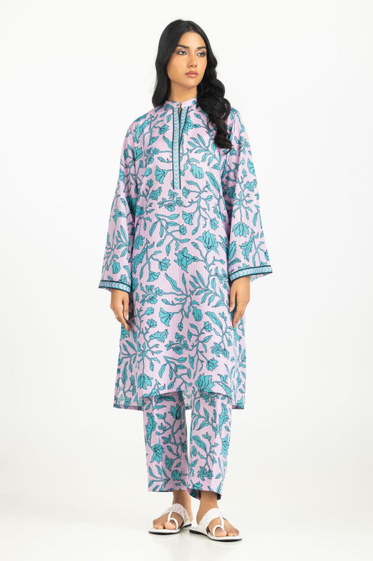 Tea Pink Cotton 2-Piece Salwar Kameez | Botanical Print