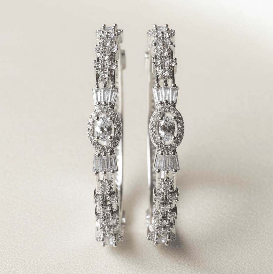 The Diamond - Touch Golden Silver Bangle Pair - Pehnaawaa