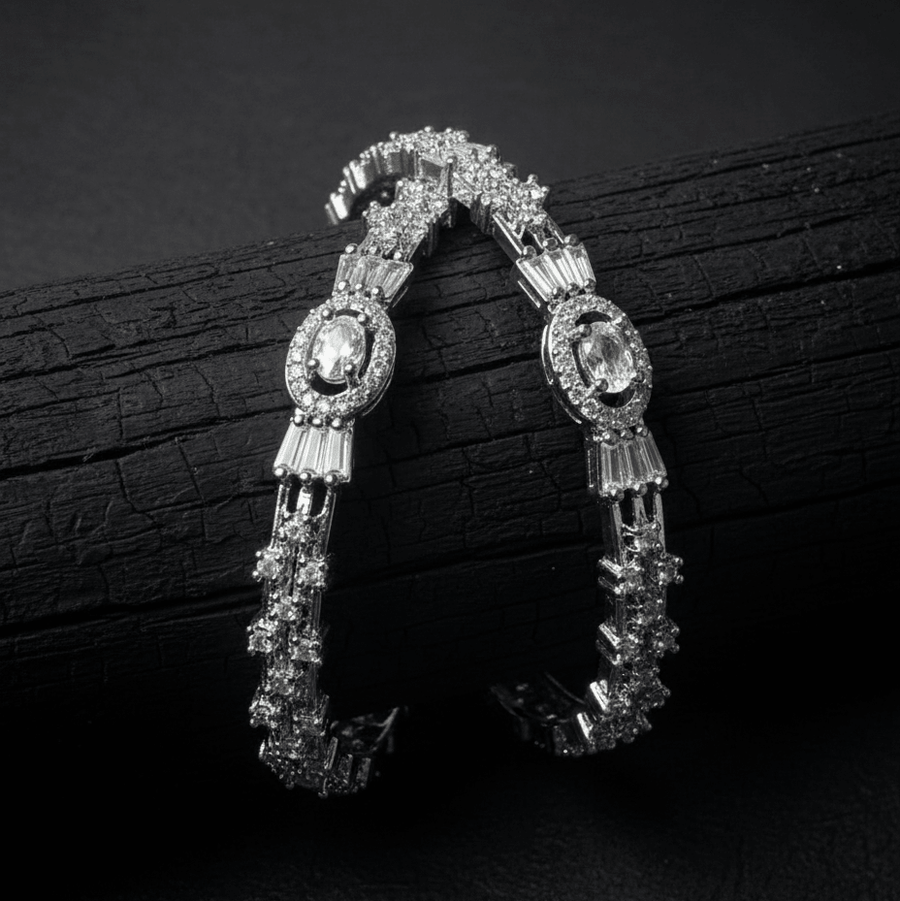 The Diamond - Touch Golden Silver Bangle Pair - Pehnaawaa