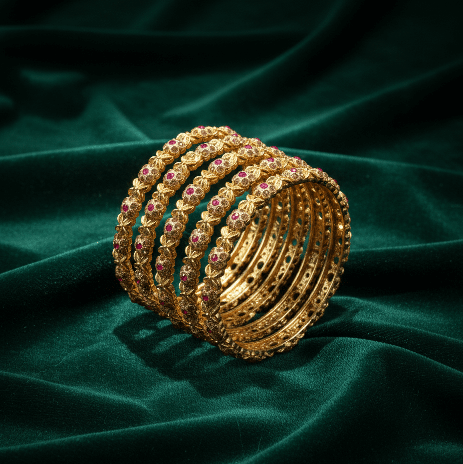 The Royal Ruby Zirconia Kada Set