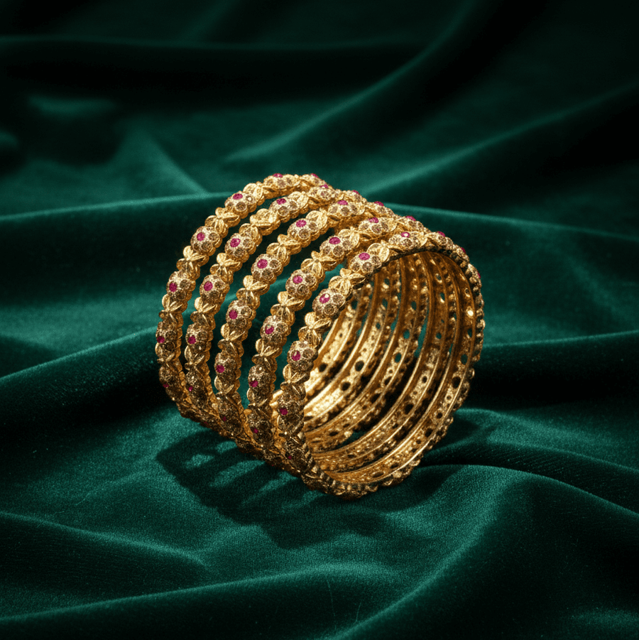 The Royal Ruby Zirconia Kada Set - Pehnaawaa