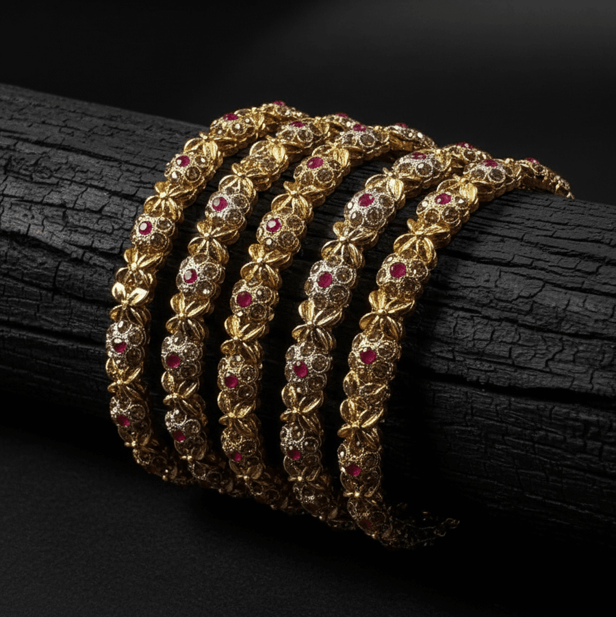 The Royal Ruby Zirconia Kada Set - Pehnaawaa