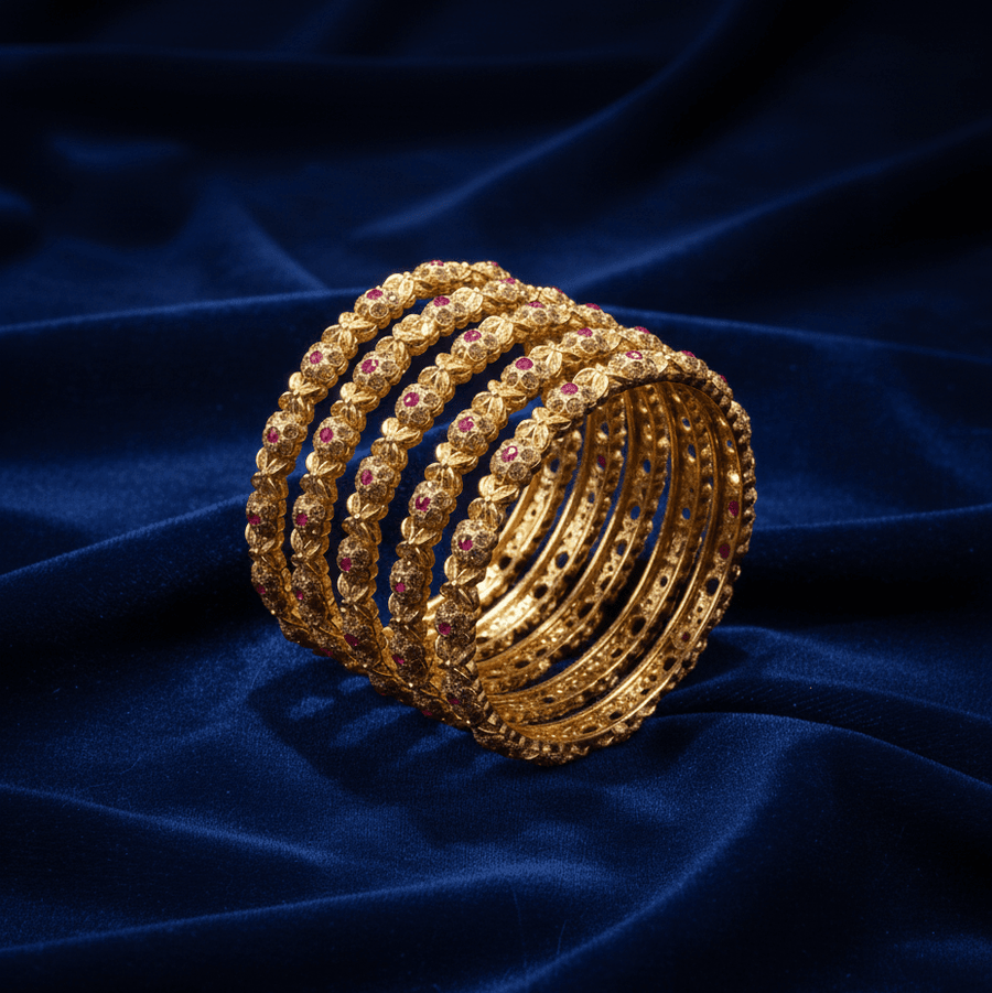 The Royal Ruby Zirconia Kada Set - Pehnaawaa