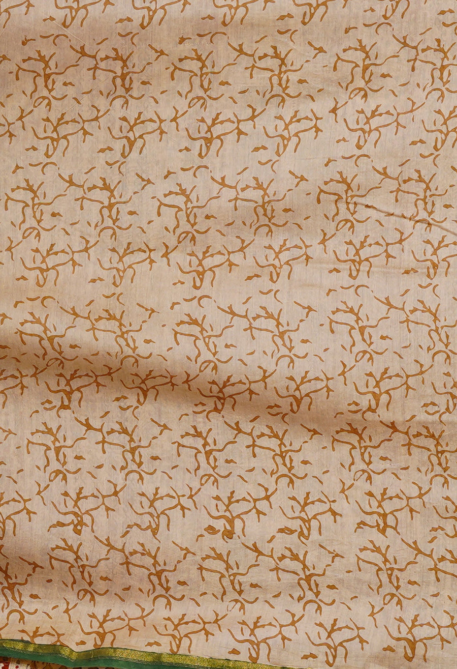 Brown Pure Bagru Kalamkari Printed Chanderi Sico Saree-UNM79918 - Pehnaawaa