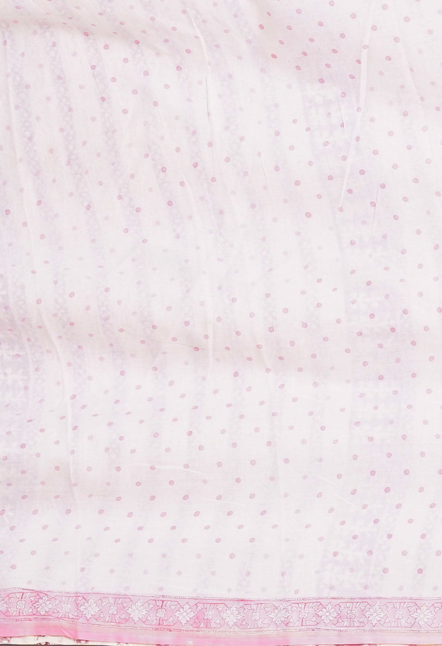 Pink Pure Hand Block Printed Chanderi Sico Saree-UNM81661 - Pehnaawaa