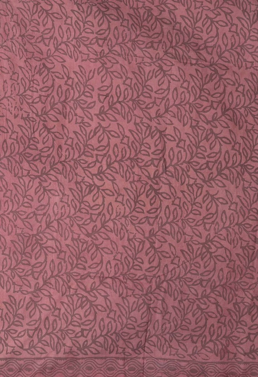 Peach Pink Pure Vanaspathi Block Printed Chanderi Sico Saree-UNM81850 - Pehnaawaa