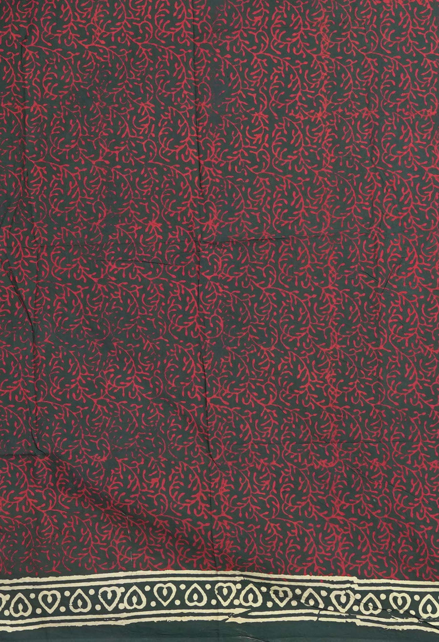 Green Pure Napthol Block Printed Chanderi Sico Saree-UNM81856 - Pehnaawaa