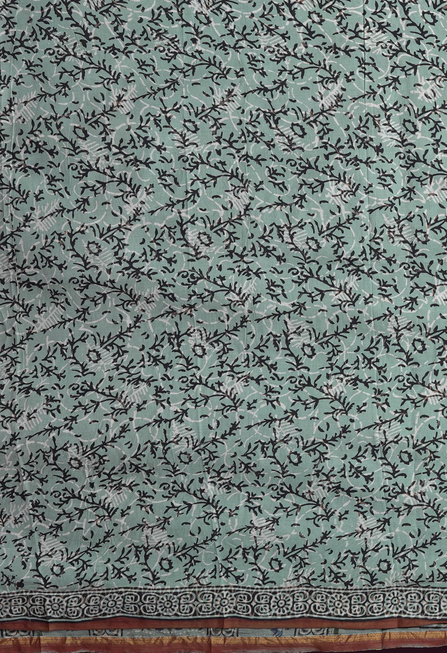 Blue Pure Bagru Block Printed Chanderi Sico Saree-UNM82635 - Pehnaawaa