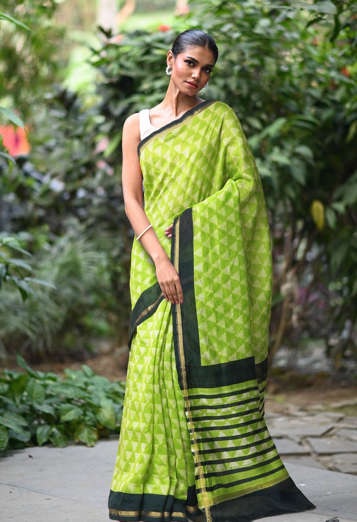 Green-Green Pure Designer Printed Chanderi Sico Saree-UNM82858
