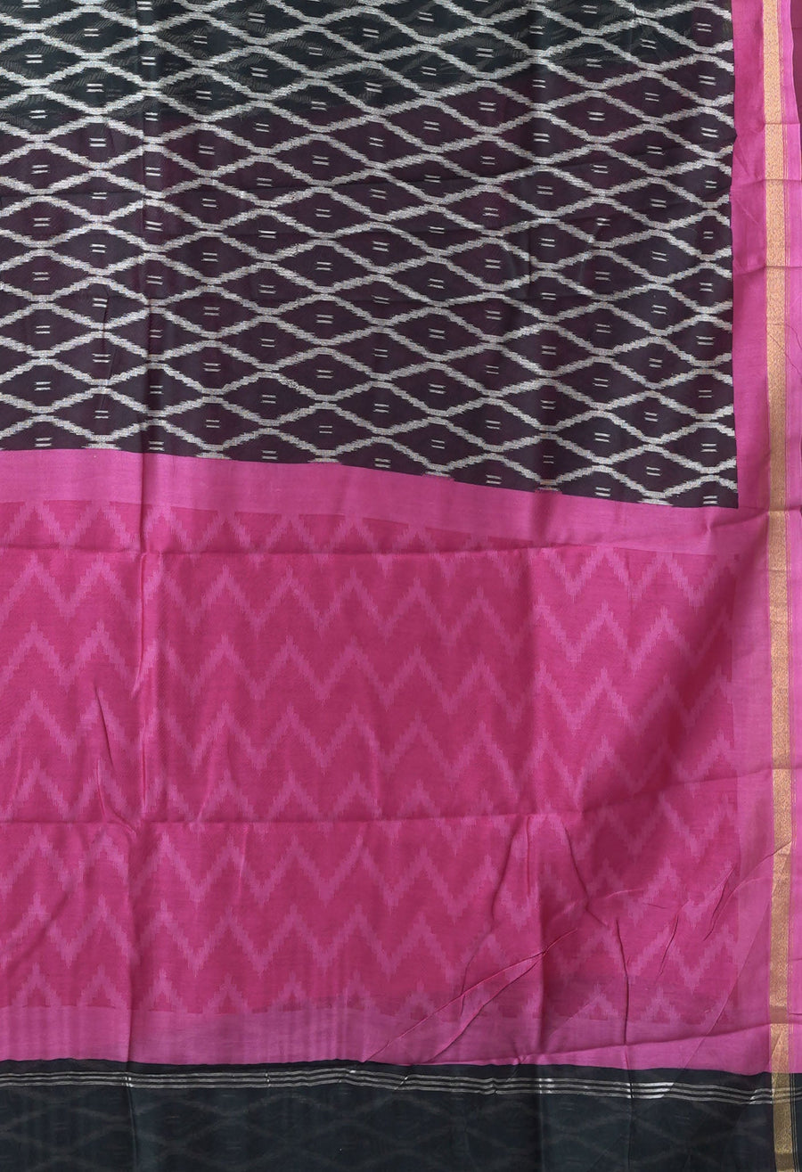 Black-Pink Pure Designer Printed Chanderi Sico Saree-UNM82859 - Pehnaawaa