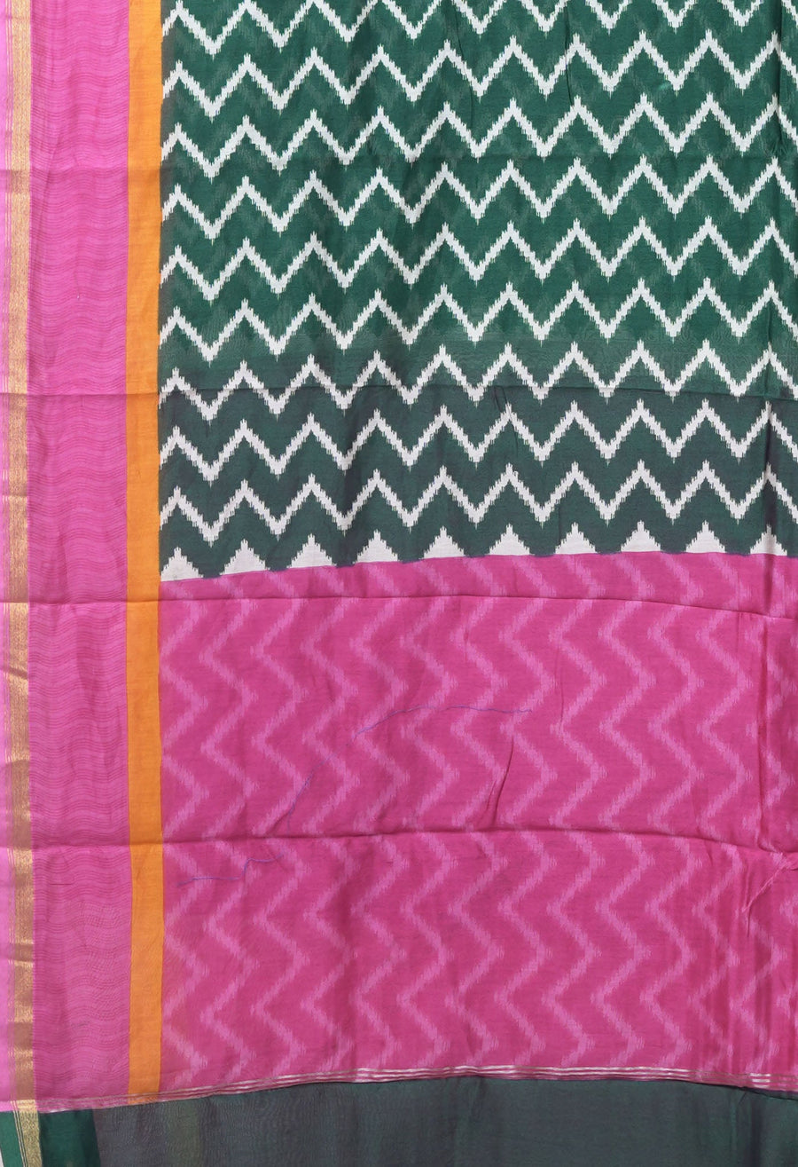 Green-Pink Pure Designer Printed Chanderi Sico Saree-UNM82863 - Pehnaawaa