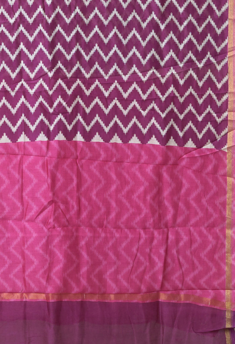 Purple-Pink Pure Designer Printed Chanderi Sico Saree-UNM82864 - Pehnaawaa